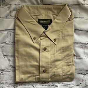 NWT Size XL Tall Eddie Bauer Men's Casual Button Down Shirt in Tan with Pocket
